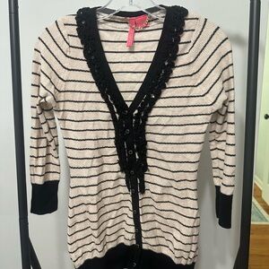 Charlotte Striped Black and Cream Women's Sweater